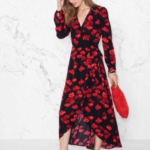 & Other Stories floral wrap maxi dress in black